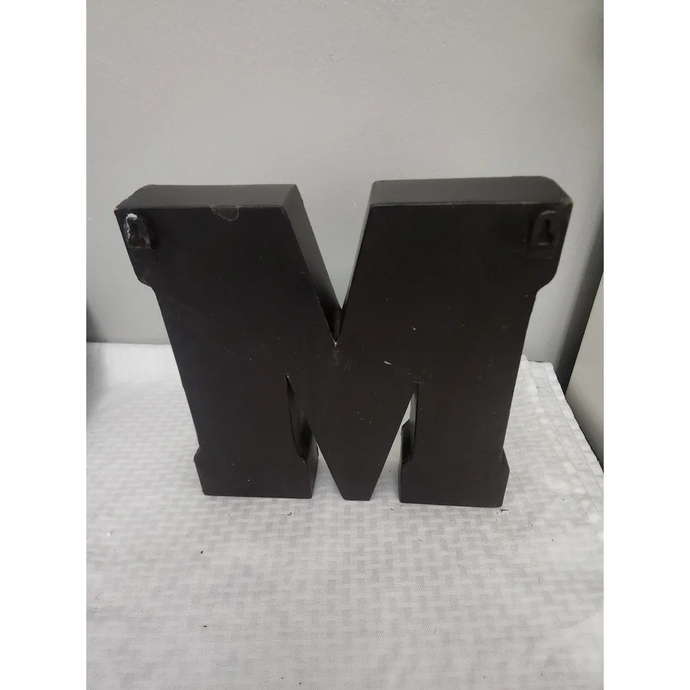 Rustic Distressed Metal Letter M Wall Decor Industrial Monogram Block Sign